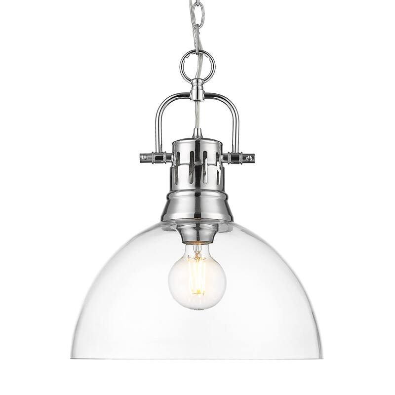 Yep by Golden Lighting Duncan 1-light 14in chain hung Pendant in Chrome and Clear Glass