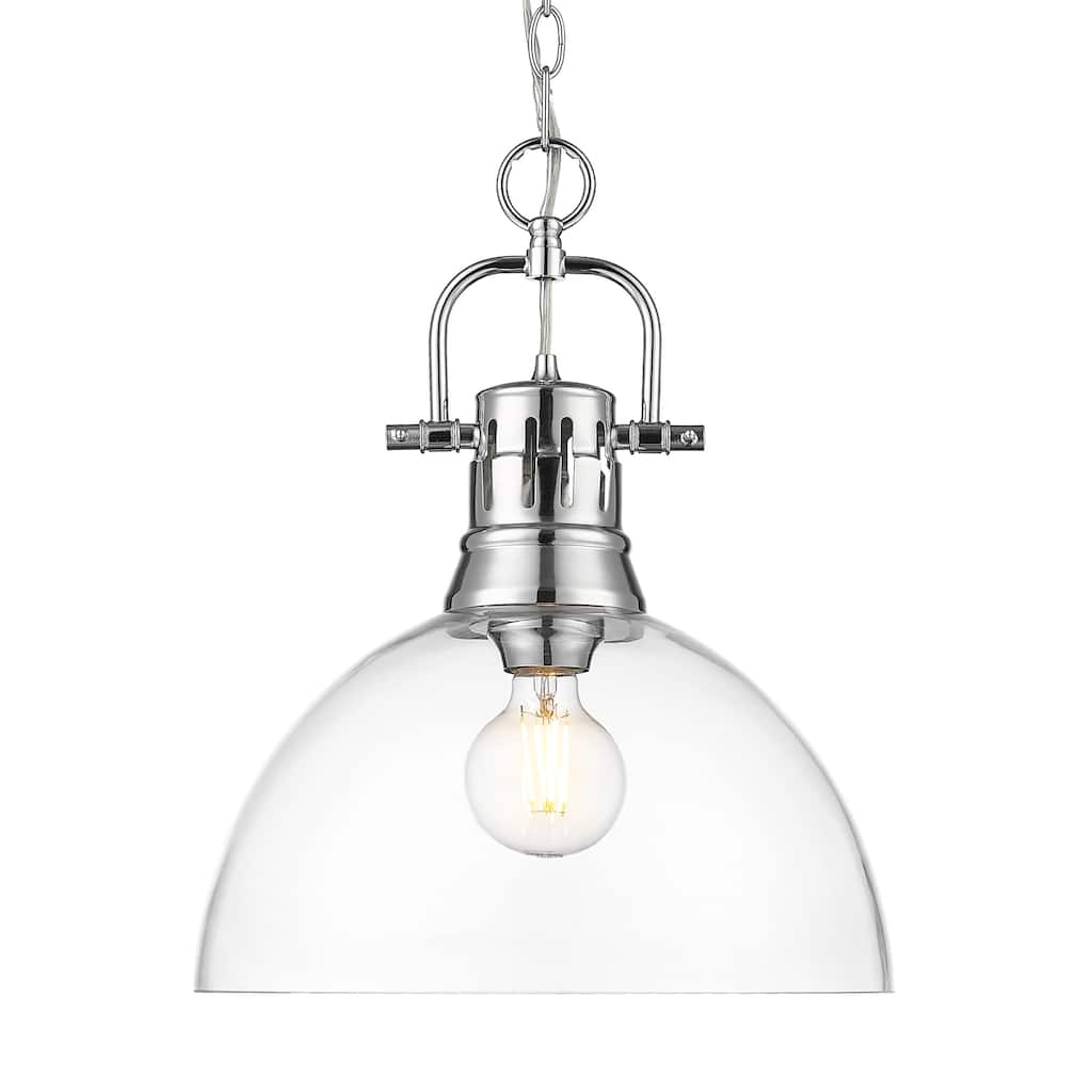 Yep by Golden Lighting Duncan 1-light 14in chain hung Pendant in Chrome and Clear Glass