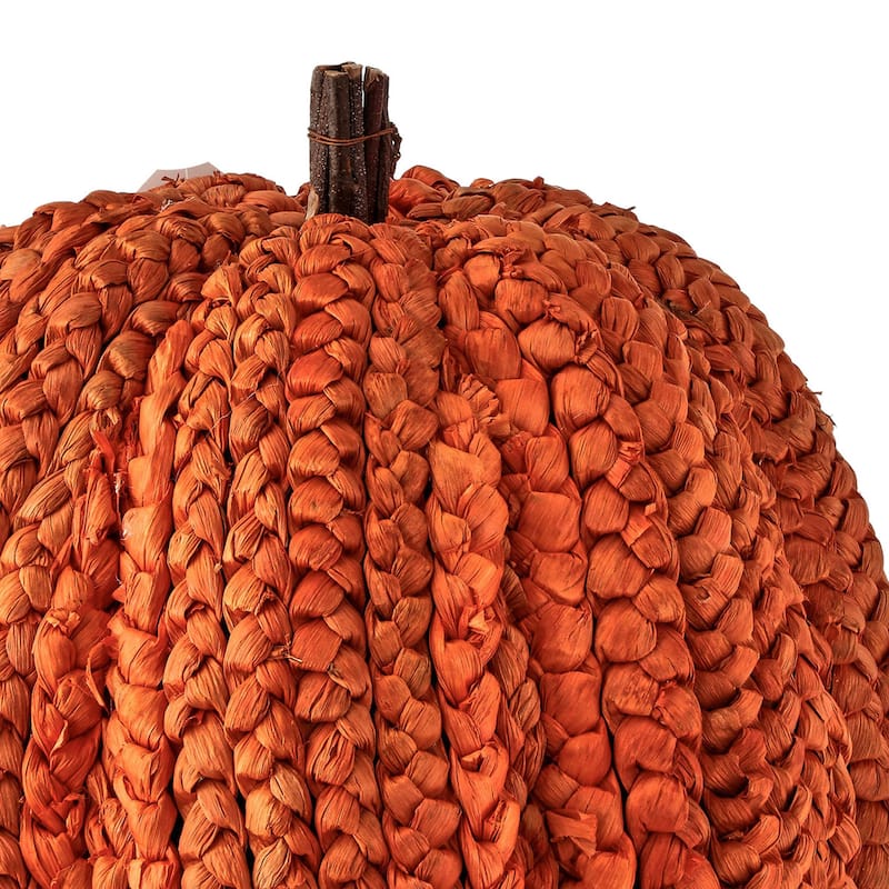 19.5" Display Basket Weave Pumpkin - 60%styrofoam, 35%corn husk, 5%twig