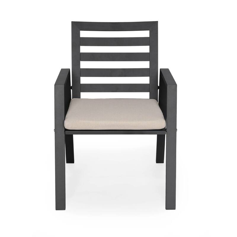 Chelsea Modern Mid-Century Patio Silhouette Aluminum Dining Chair with Olefin Fabric Cushions - 34.84
