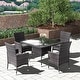 preview thumbnail 34 of 52, Kullavik Outdoor Dining Set, Rattan Patio Furniture Dining Table & Chairs 5Pcs Grey
