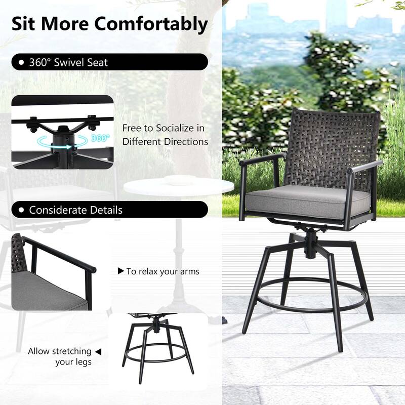 Costway 360° Swivel Bar Stool Set of 2 Counter Height Bar Chair with - See Details