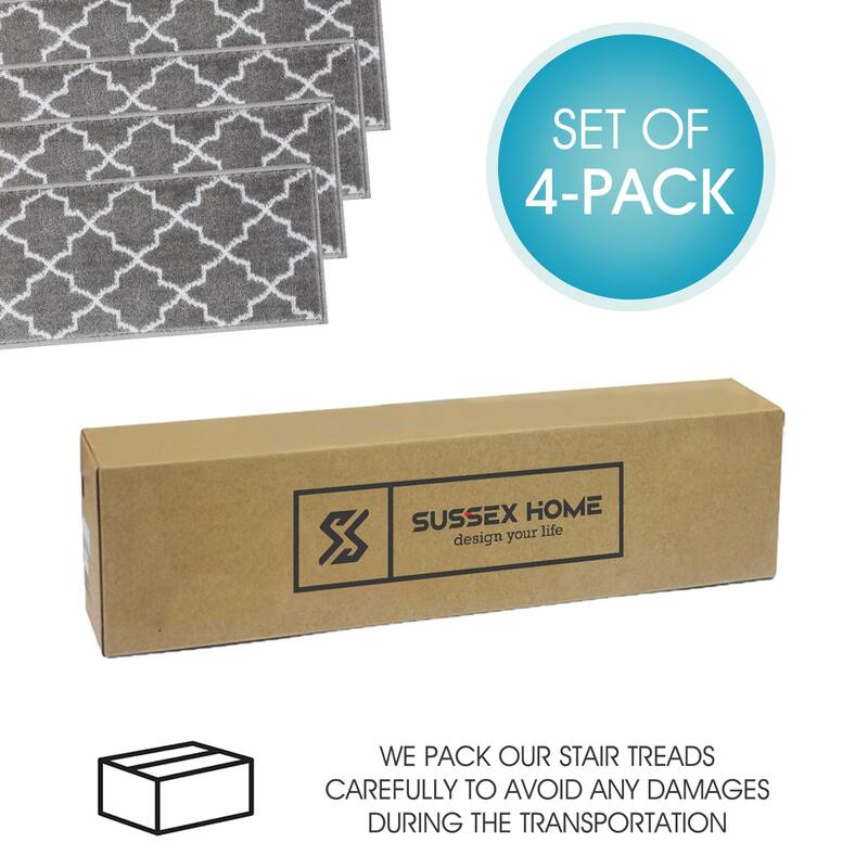 SUSSEXHOME Geometric Stair Treads with Easy to Install Double Adhesive Tape 9" x 28"