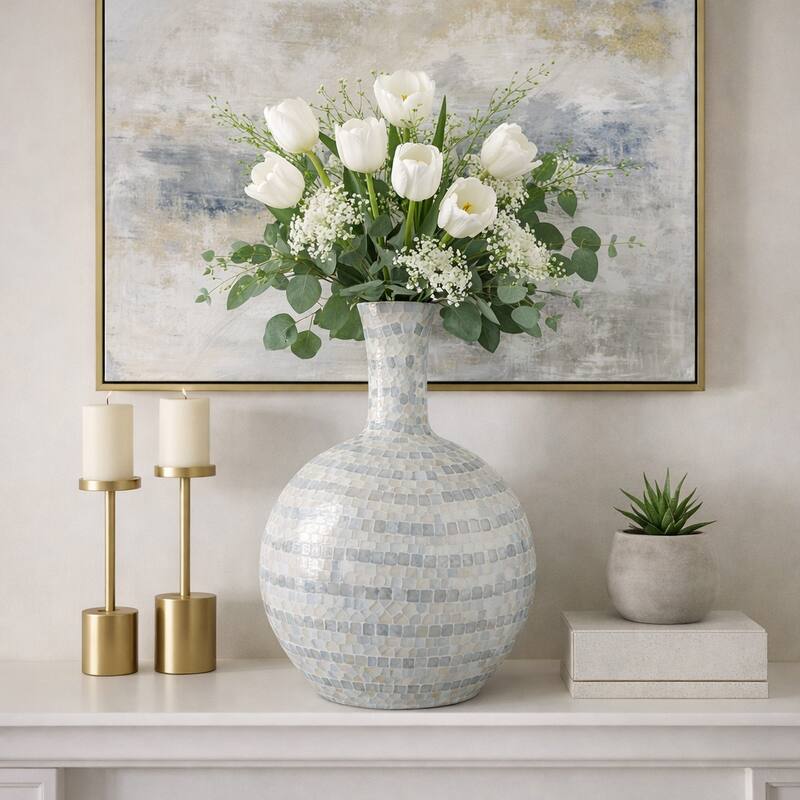 Decorative Vase - Ceramic Capiz Mosaic Gourd