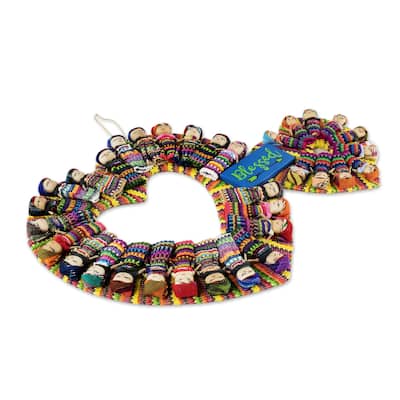 Novica Handmade Hearts Are Blessed Cotton Worry Doll Wreath - Multicolor
