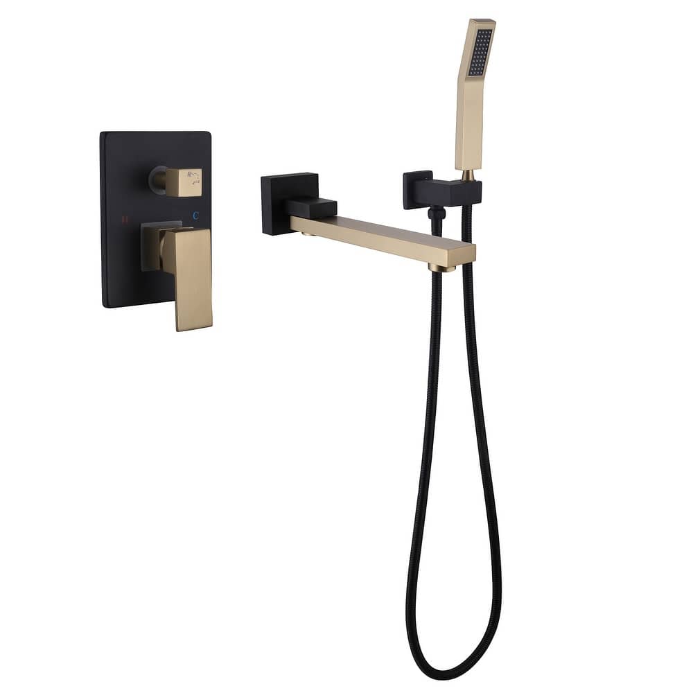 Solid Brass Wall Mounted Roman Tub Faucet with Swivel Tub Spout and Rough-in Valve
