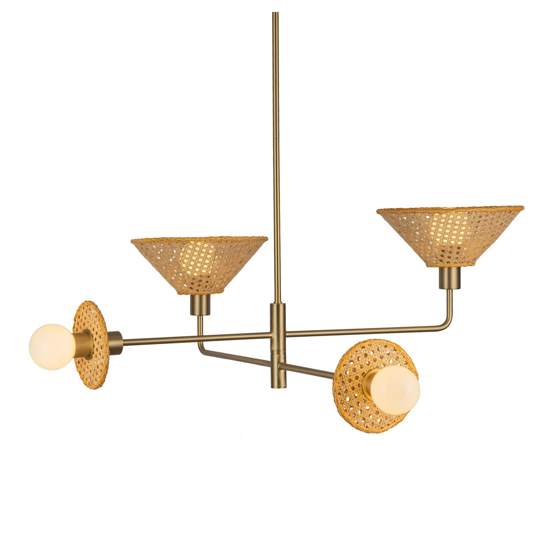 Alora Lighting CH432438 Piper 4 Light 38" Wide Chandelier with Rattan