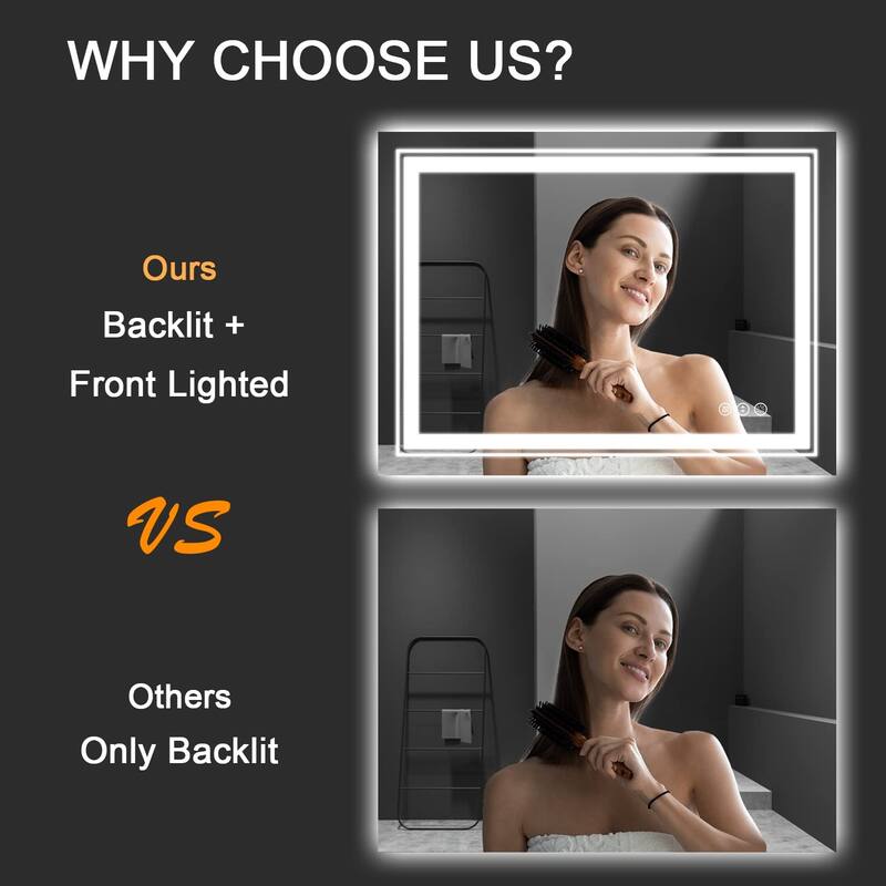24x32 Inch Frameless LED Bathroom Mirror,Smart Mirror - White