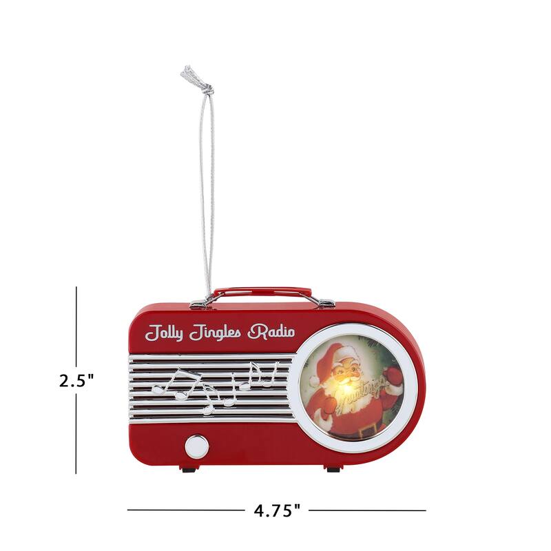 4.75" Retro Radio Ornament - Red