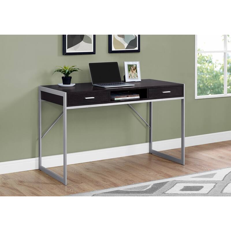 Computer Desk, Home Office, Laptop, Storage Drawers, 48"l, Work, Brown Laminate, Grey Metal, Contemporary