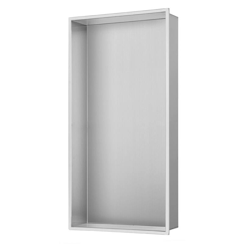 12-in x 24-in Ultra-thin Frame Recessed Stainless Steel Shower Niche Brushed Stainless Steel