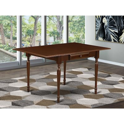 Rectangular Dining Table with Drop Leaves - 36x54 Inch Kitchen Table - Mahogany Finish - 54