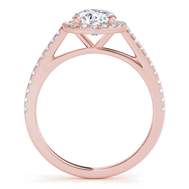 Auriya 14k-Rose Gold Lab Grown Round Diamond Halo Engagement Ring 0.50 to 5.00 ct. tw. (F-G VS)