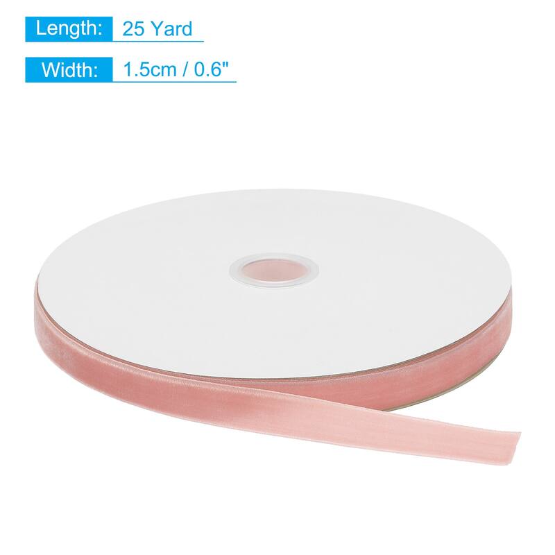 Velvet Ribbon 1 1/2 Inch Single Face Spool Silky for DIY Crafts - Light Pink - 5/8 Inch x 25 Yard