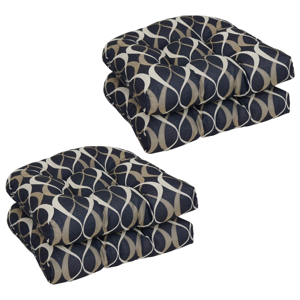 19-inch Rounded Back Premium Woven Outdoor Chair Cushions (Set of 4) - 19 x 19