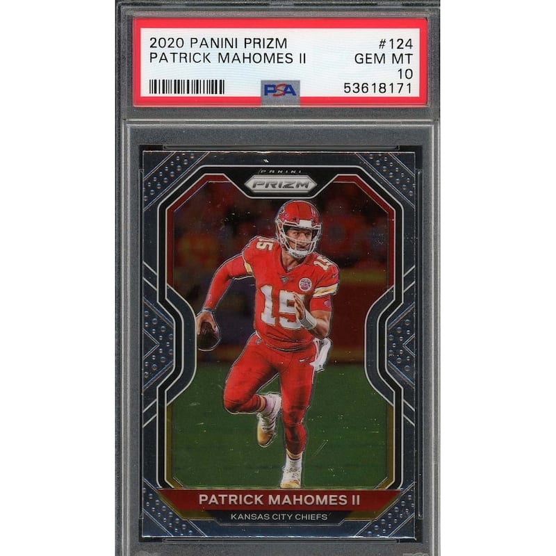 Patrick Mahomes 2020 Panini Prizm Football Card #124 Graded PSA 10 - 8'6" x 11'6"