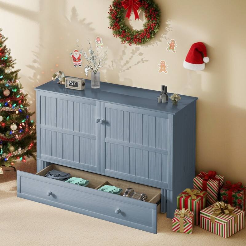 Mixoy Modern Murphy Bed Cabinet Chest with Mattress & Storage Platform