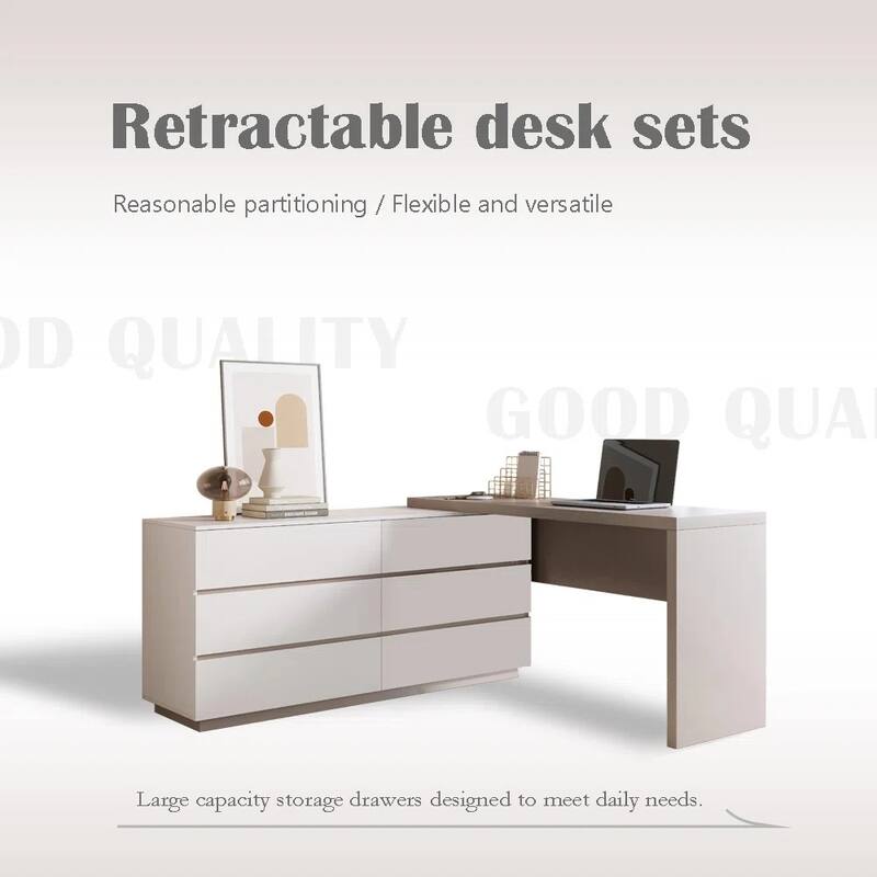 Expandable Double Dresser Desk for Home And Office With 6 Drawers