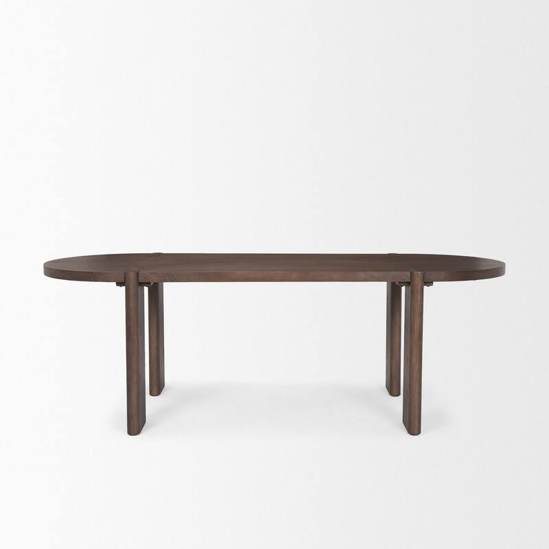 Sohan Dark Elm Wood Oval Dining Table - 91.0L x 38.0W x 30.0H
