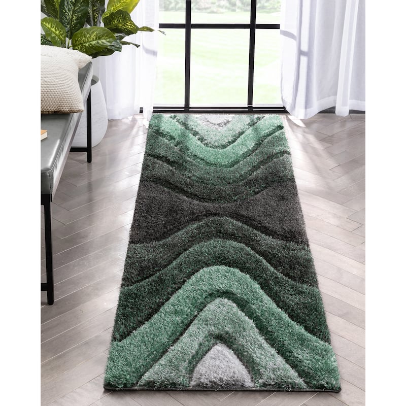 Well Woven San Francisco Luz Geometric Modern Carved Shag Area Rug