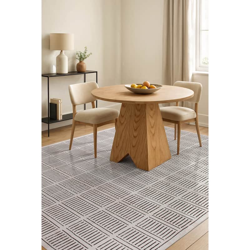 World Rug Gallery Bohemian Stripe Lines Washable Non-Slip Area Rug.