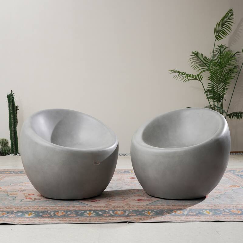 Set of 2 Outdoor Grey Imitation-Wood Stool Sofa - 28.97*27.48*25