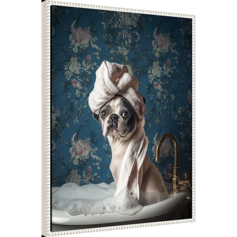 Bubble Bath Bliss by Mowzu Framed Canvas Wall Art