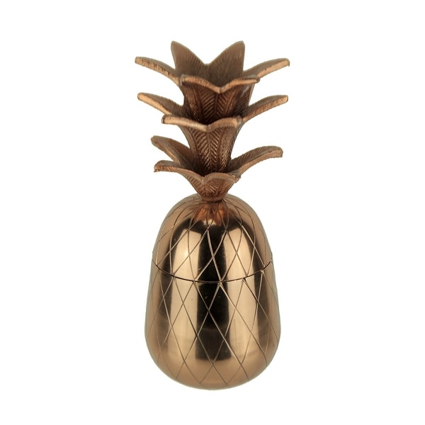 Metallic Copper Finish Metal Tropical Pineapple Box - 10.5 X 3.75 X 3.75 inches