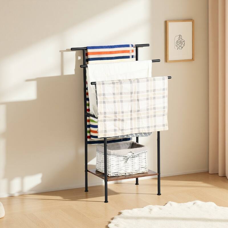 Homy Casa Bathroom Towel Rack with 3 Bars & Storage Shelf