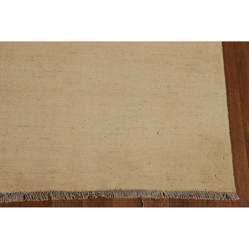 Modern Gabbeh Oriental Rug Handmade Beige Wool Carpet - 4'11"x 6'8"