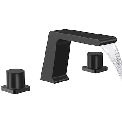 GRANDJOY 3-Hole Widespread Bathroom Sink Faucet 2-Handle High-Pressure Spout Vessel Sink Faucet