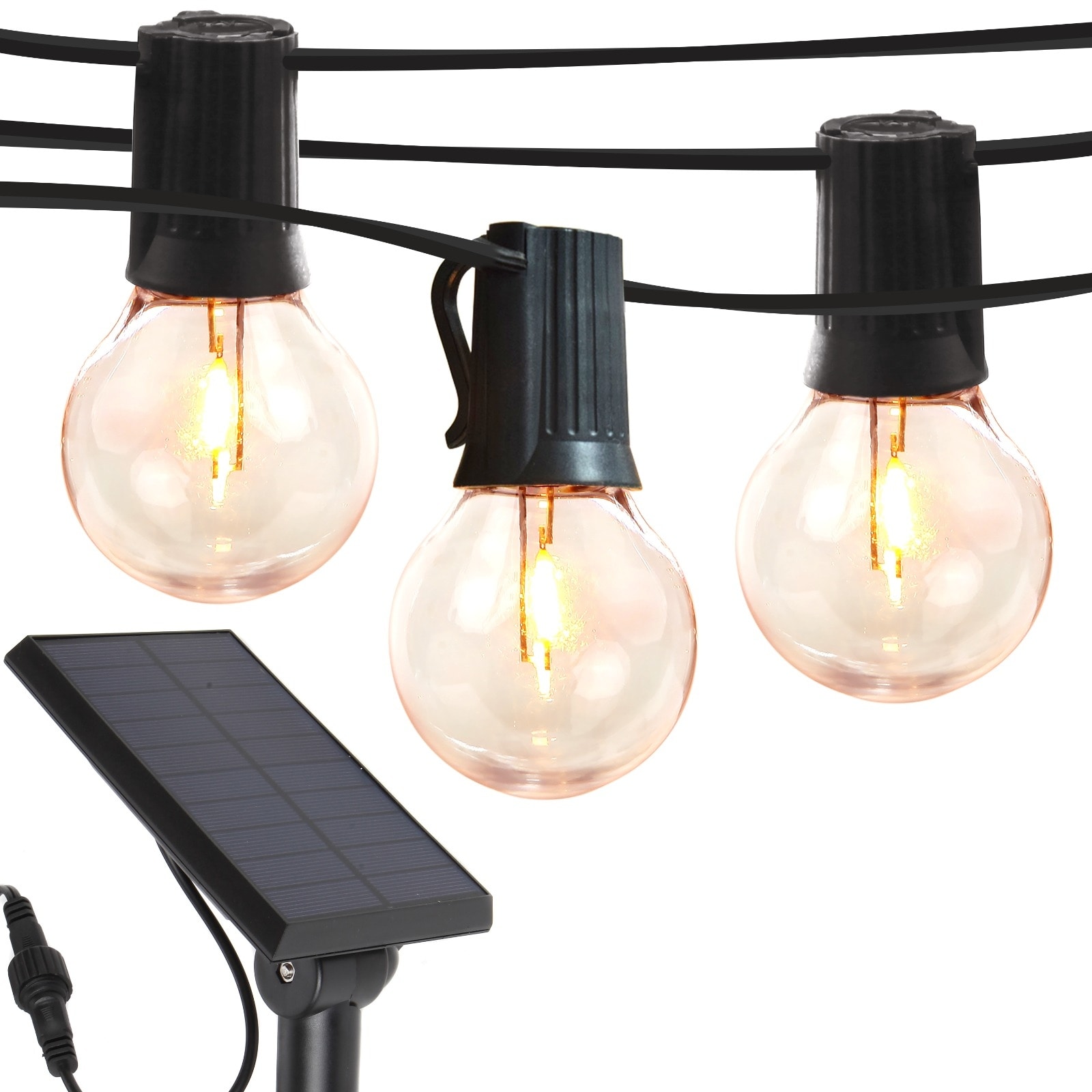 Brightech Ambience Pro 12-Light 27 ft. Outdoor Solar 1W 3000k LED G45 Globe Bulb String-Light