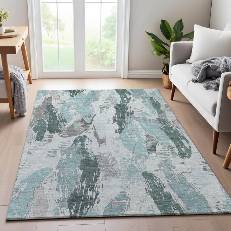 Premium Washable Super Soft Contemporary Strokes Mayfield Rug