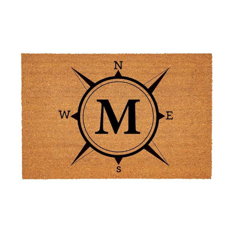 Coastal Coir Mat Compass Monogram 36"x24" - Letter M