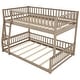 preview thumbnail 8 of 19, Floor Bunk Bed with Ladder and Guardrails, Full XL Over Queen Bed with Detachable 2 Separate Platform Bed Design, Space-saving