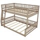 preview thumbnail 7 of 11, Walnut Full XL over Queen Size Bunk Bed with Ladder & Guardrails
