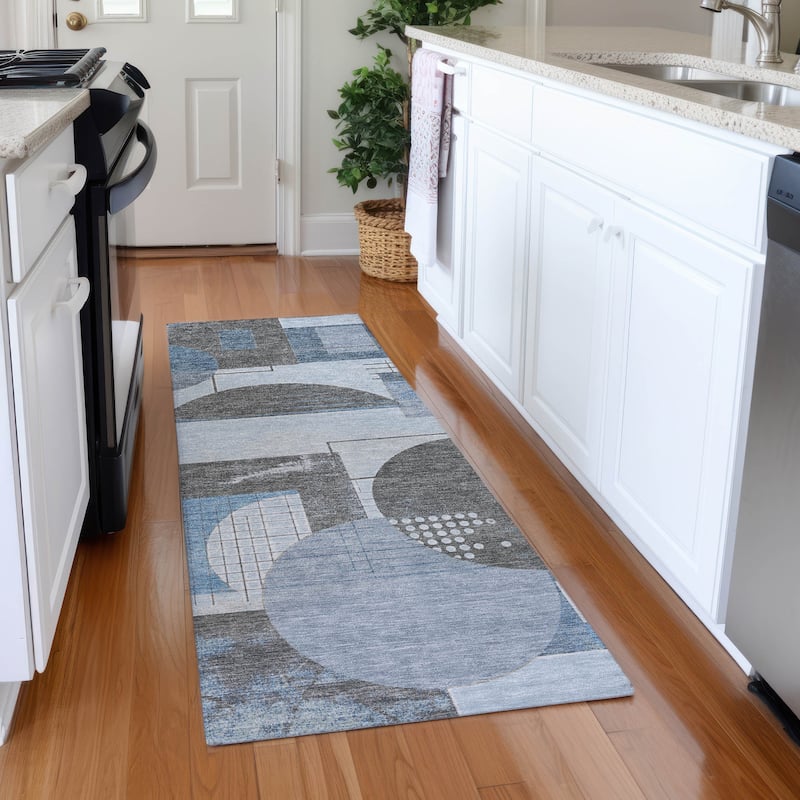Premium Washable Super Soft Contemporary Mayfield Rug - Blue - 2'3" x 7'6"