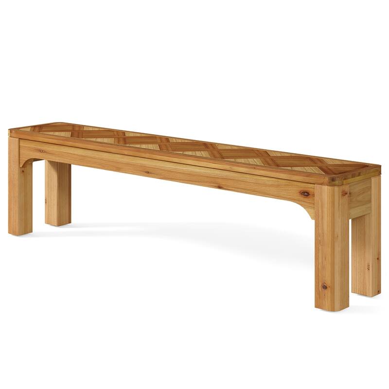 Farmhouse Solid Wood Entryway End of Bed Bench with 3D Textured