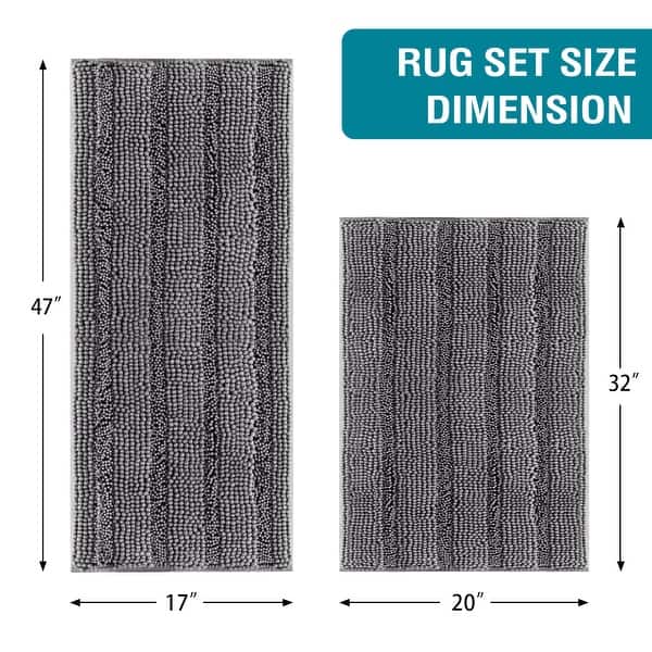 Ultra Thick Bath Rugs Shaggy Chenille Absorbent Non Slip Bath Mats - Bed Bath & Beyond - 34538583