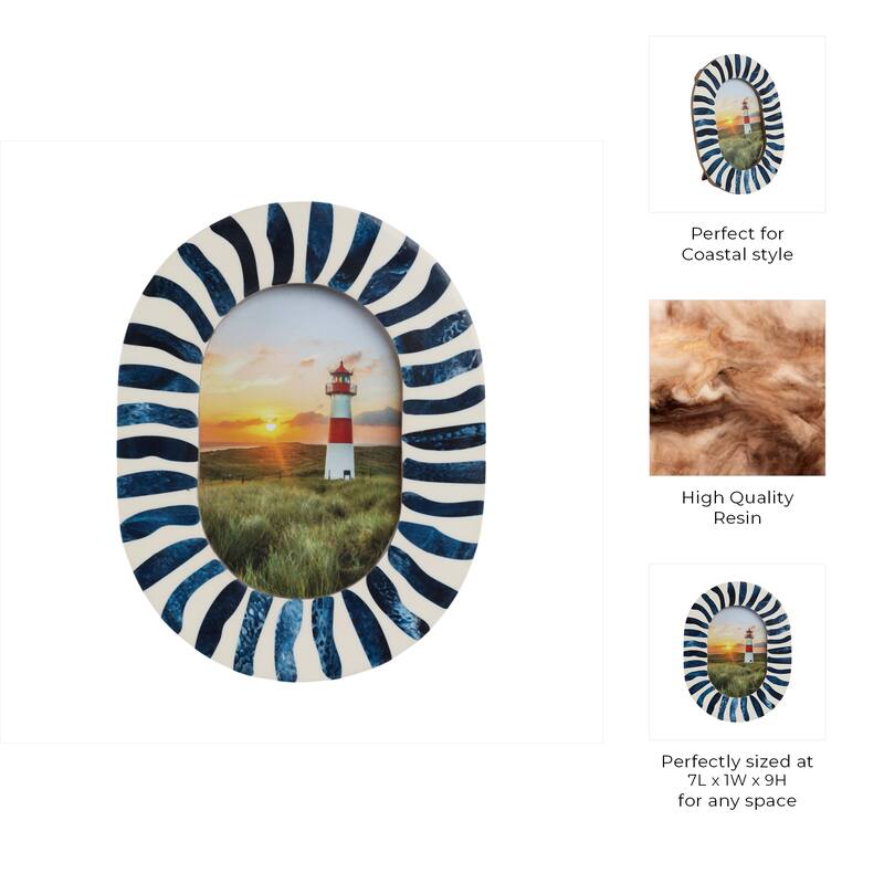 Resin Oval Picture Frames Bold Striped Design for Wall Decor Accent