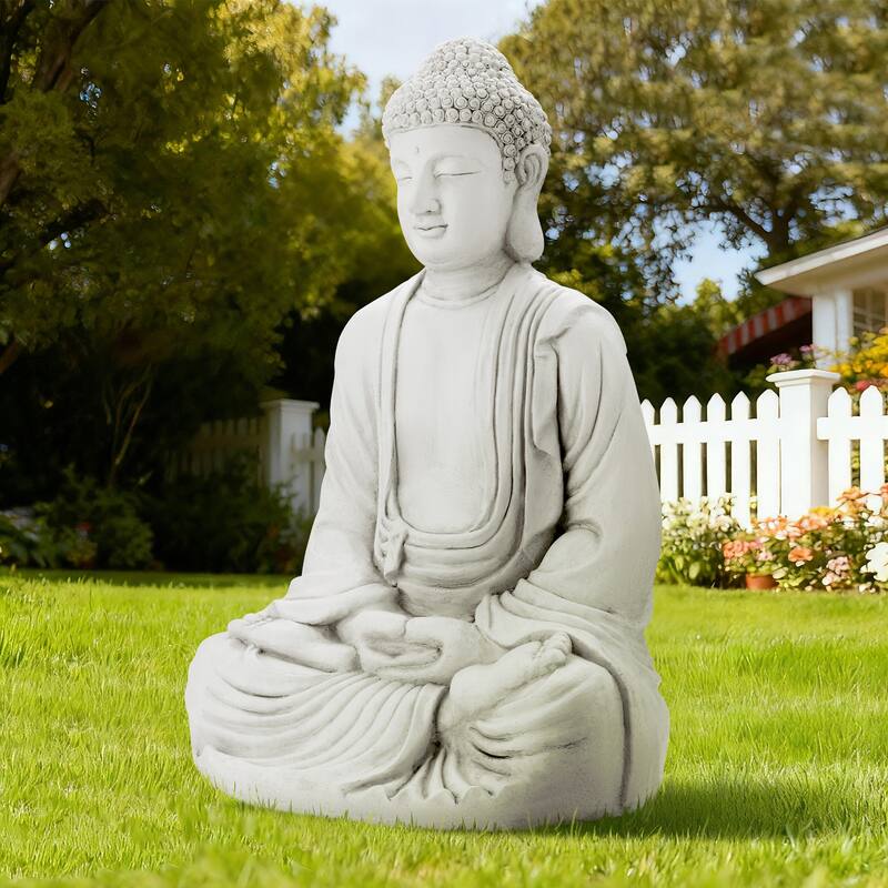 Glitzhome Zen-Style MgO Meditating Garden Buddha Statues Monk Sculpture Indoor Outdoor