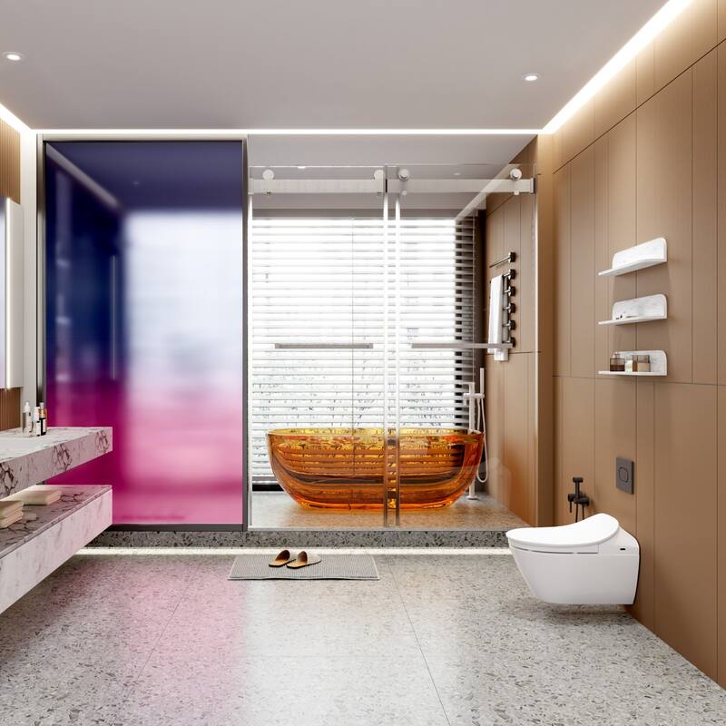 56-60"W x 76"H Frameless Double Sliding Shower Door