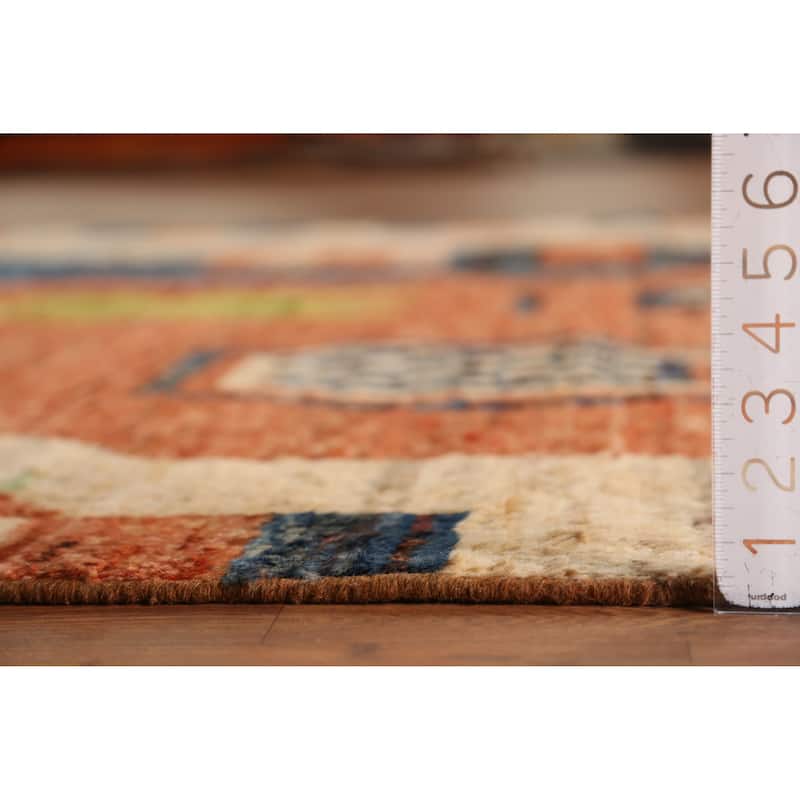 Orange Moroccan Oriental Area Rug Hand-Knotted Bedroom Wool Carpet - 6'10" x 9'7"
