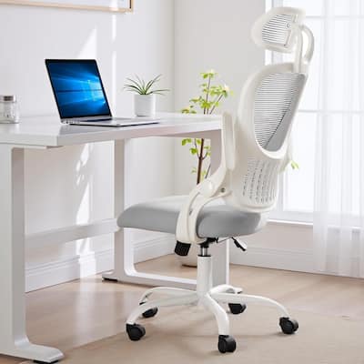 Ergonomic Office Chair, High-Back Computer Desk Mesh Swivel Task Chairs with Flip-up Armrest Adjustable Headrests