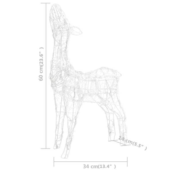 dimension image slide 0 of 2, vidaXL Acrylic Reindeer Family Christmas Decoration 160 LED Cold White - Cold white - 27.2" x 6.7" x 35.4"