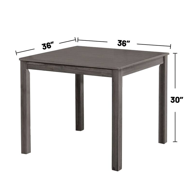 5 Piece Square Dining Set with Slat Back Chair in Gray