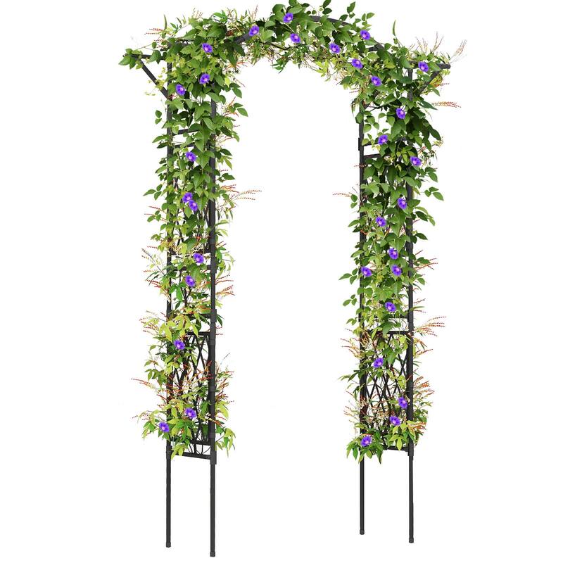 Costway 83” Garden Arch Trellis for Climbing Plants with Upgraded - See Details - Black - See Details