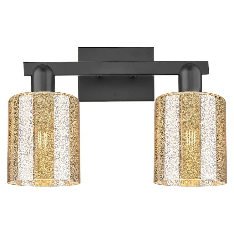 Innovations Lighting 716-2W-11-16 Cobbleskill Vanity Cobbleskill 2 - Matte Black / Mercury