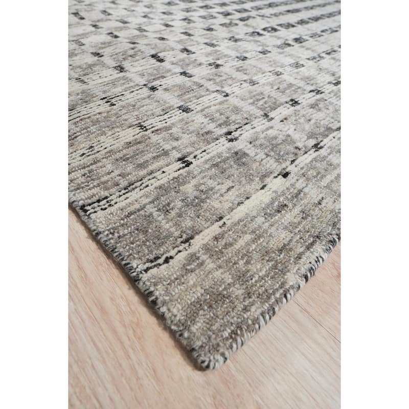 Hand-Knotted Wool Modern Pile Rug, 6' x 9', Gray Area Rug, Contemporary Design for Living Room or Office - L