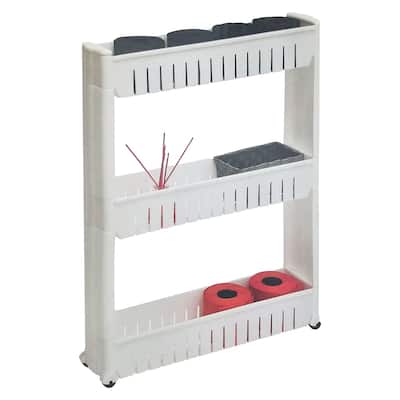 Multi-Purpose Slim Rolling Cart - 3-Tier Utility Organizer - 28.5" H x 21.5" L x 5.1"W